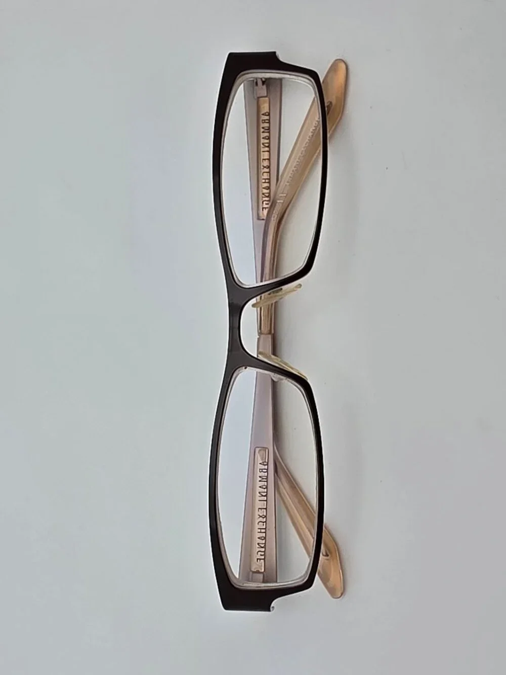 Armani Exchange AX218 Brown on Cream Rectangular Cat Eye Eyeglasses Frame w Case
